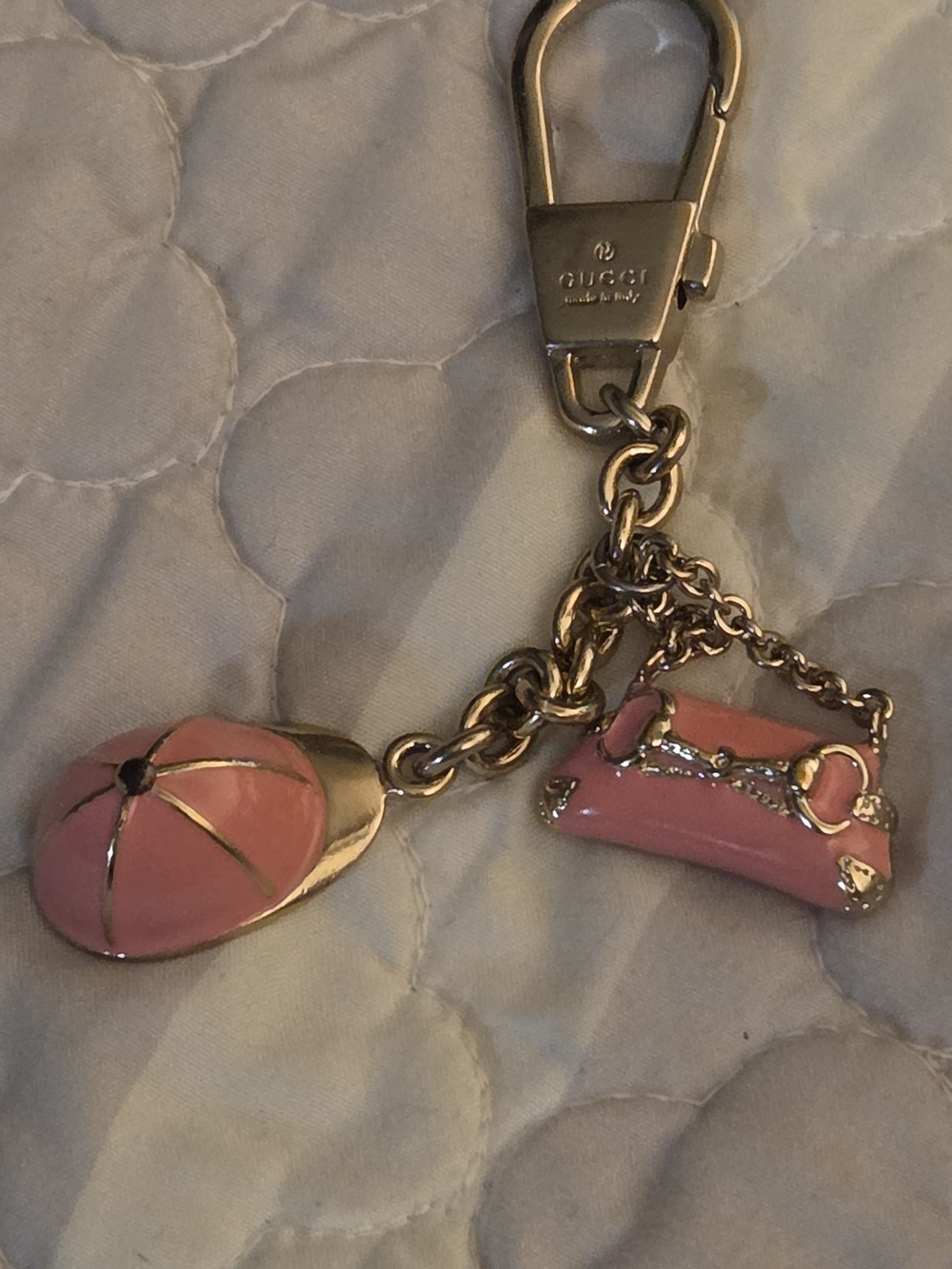 Gucci Pink Enamel Charm Keychain